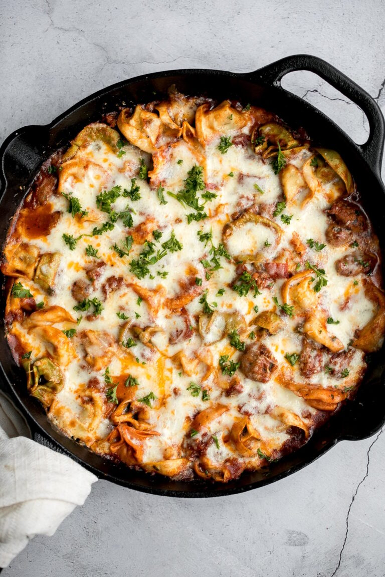 Cheesy Tortellini and Sausage Bake